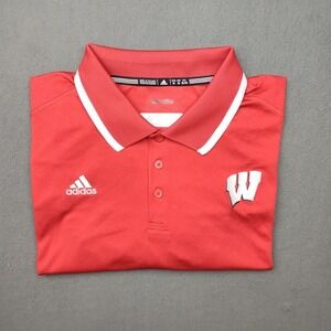 Adidas Wisconsin Badgers Polo Shirt Mens Extra Large Red Player Issue Golf Work